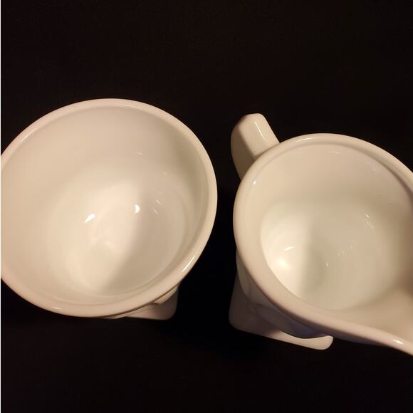 2 Pc Vintage Colony Milk Glass Open Sugar n Creamer Set in Lacette - Picture 5 of 16